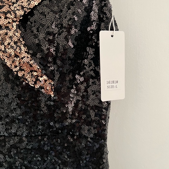 rose gold color and black elegant sequins party dress - Picture 6 of 7